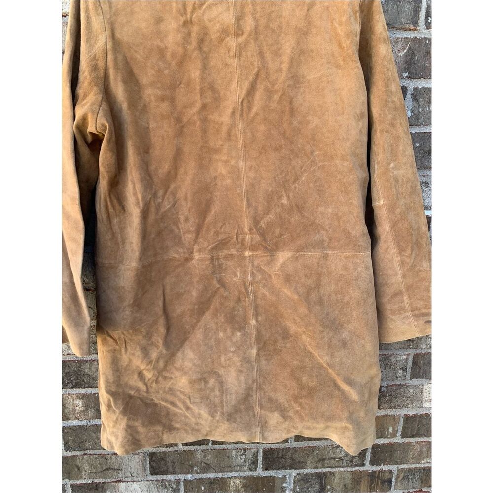 Take 50% OFF- Bernardo Genuine Leather Suede Trench Coat in Tan, Size-L - Picture 12 of 14